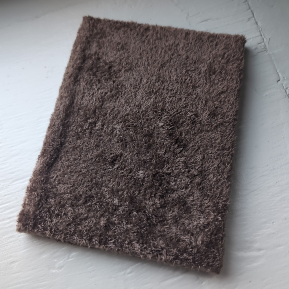Brown fuzzy faux fur lined spiral notebook or journal